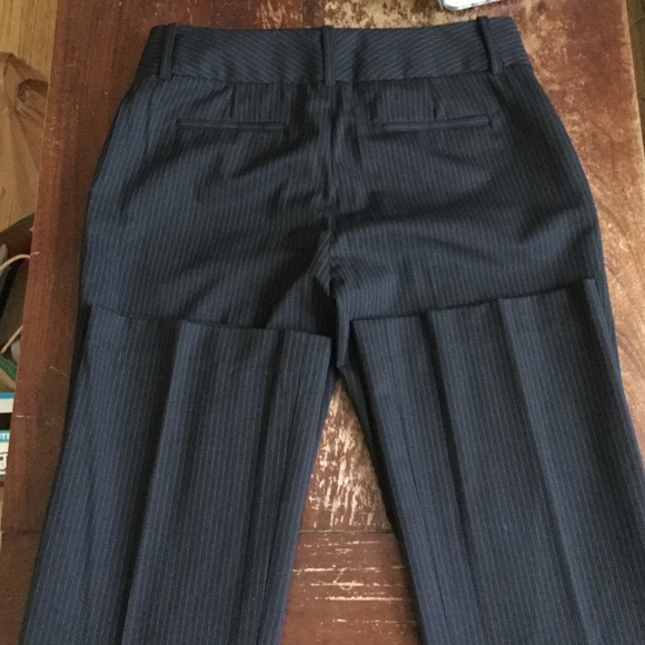 Banana Republic Ryan Fit Pin Stripe Trousers Stretch Wool Blend Lined Black Sz 6 - Picture 5 of 11